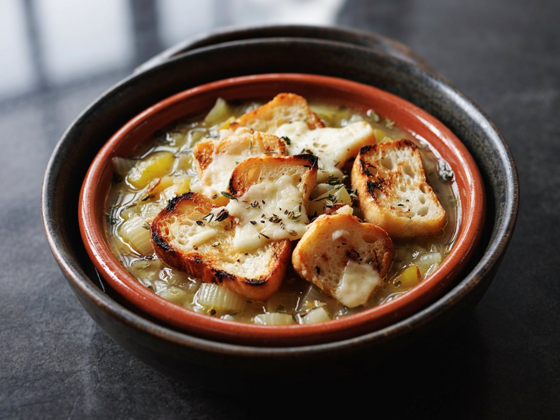 Photo of French Onion Soup with Gruyère Croutons
