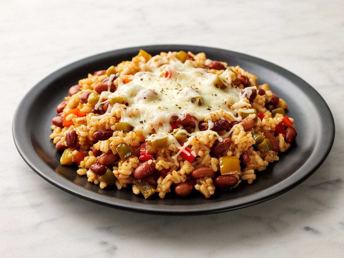 Photo of Cheesy Rice and Bean Pilaf with Peppers