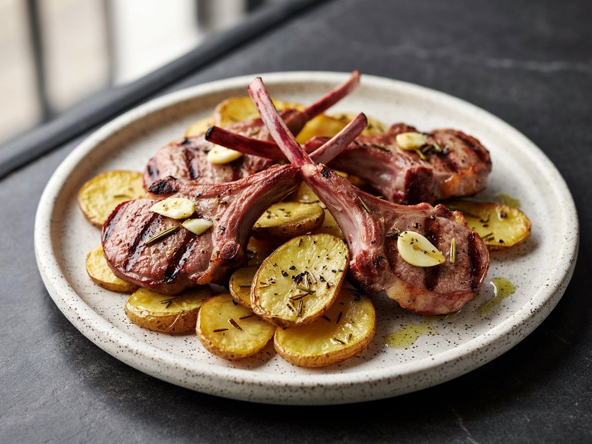 Photo of Grilled Lamb Chops with Rosemary Potatoes