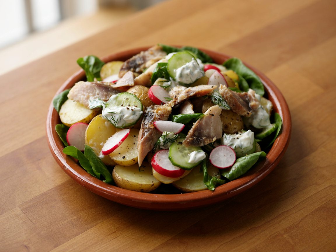 Photo of Smoked Trout and Potato Salad with Yogurt Dill Dressing
