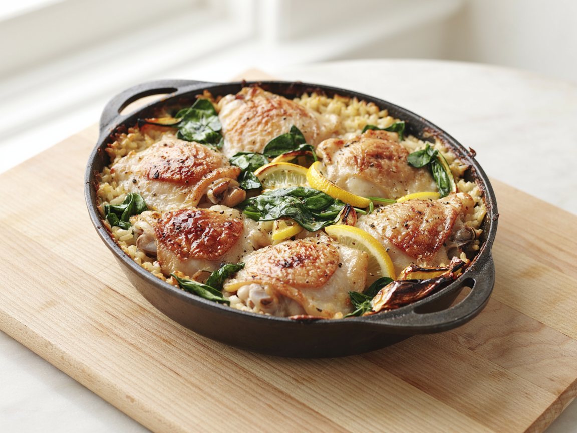 Foto von Lemon Chicken and Rice Traybake with Spinach