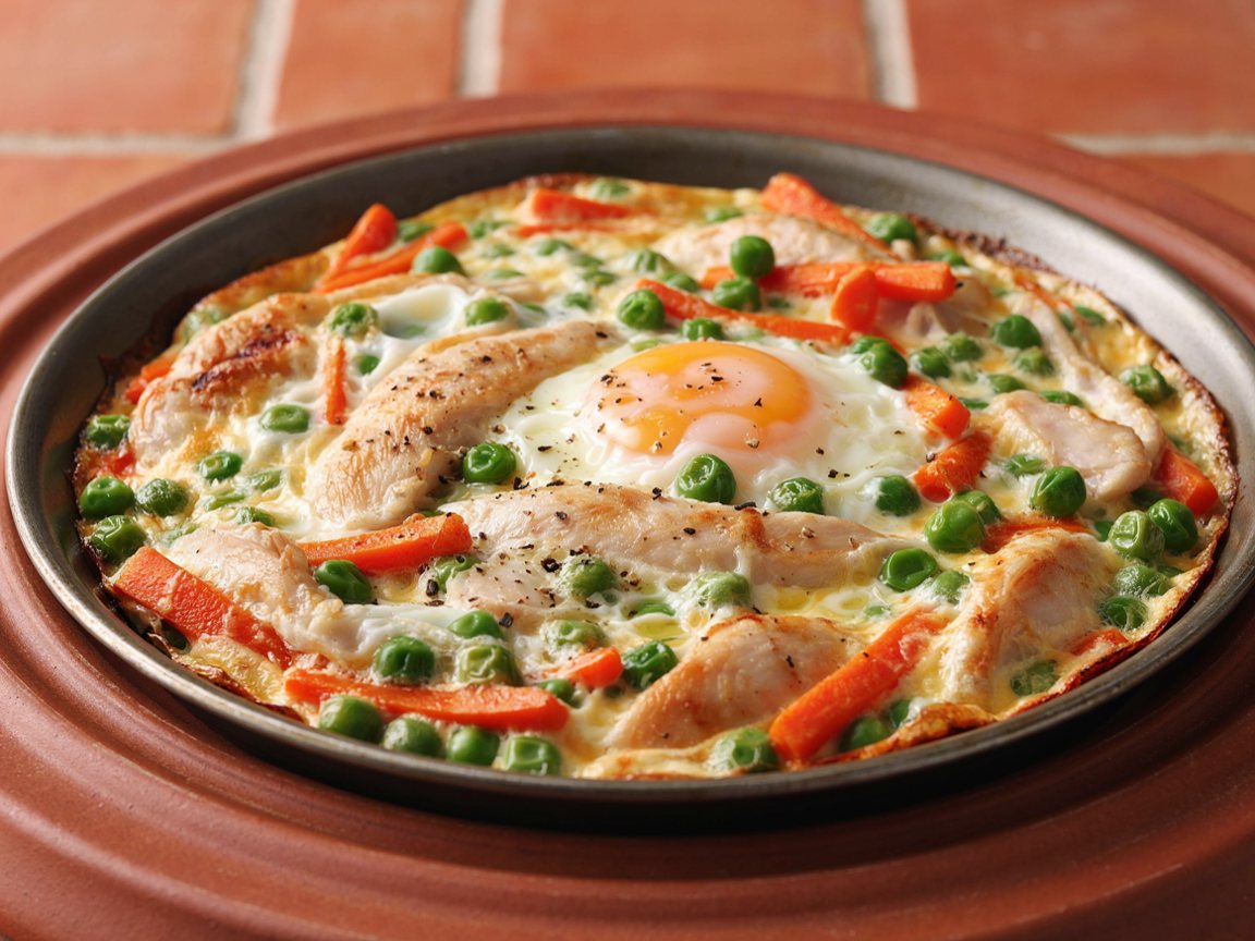 Photo of Chicken and Egg Skillet with Peas
