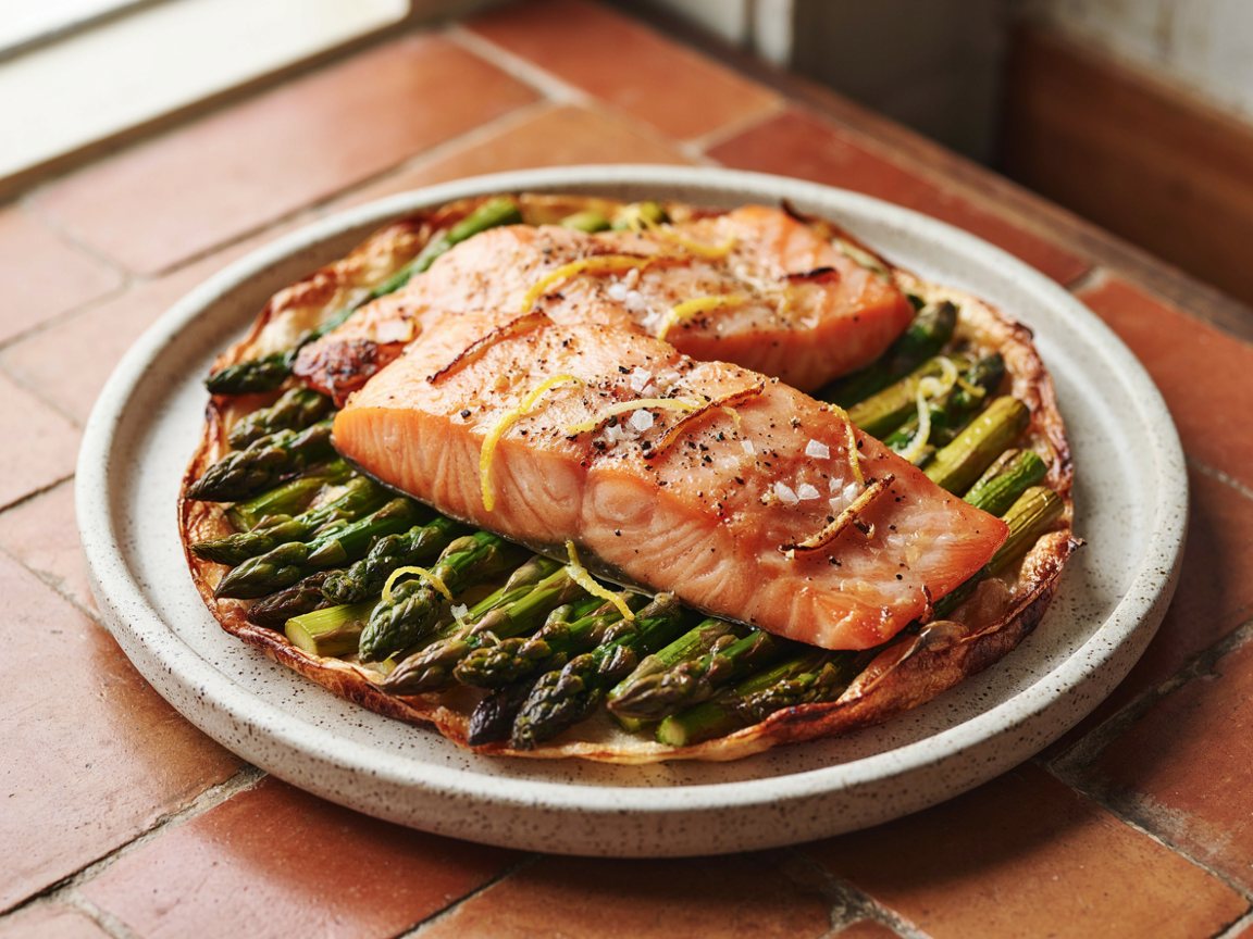 Photo of Roasted Salmon and Asparagus Traybake with Lemon