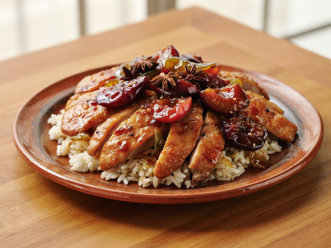 Photo of Sticky Honey Soy Duck Stir-Fry with Plums