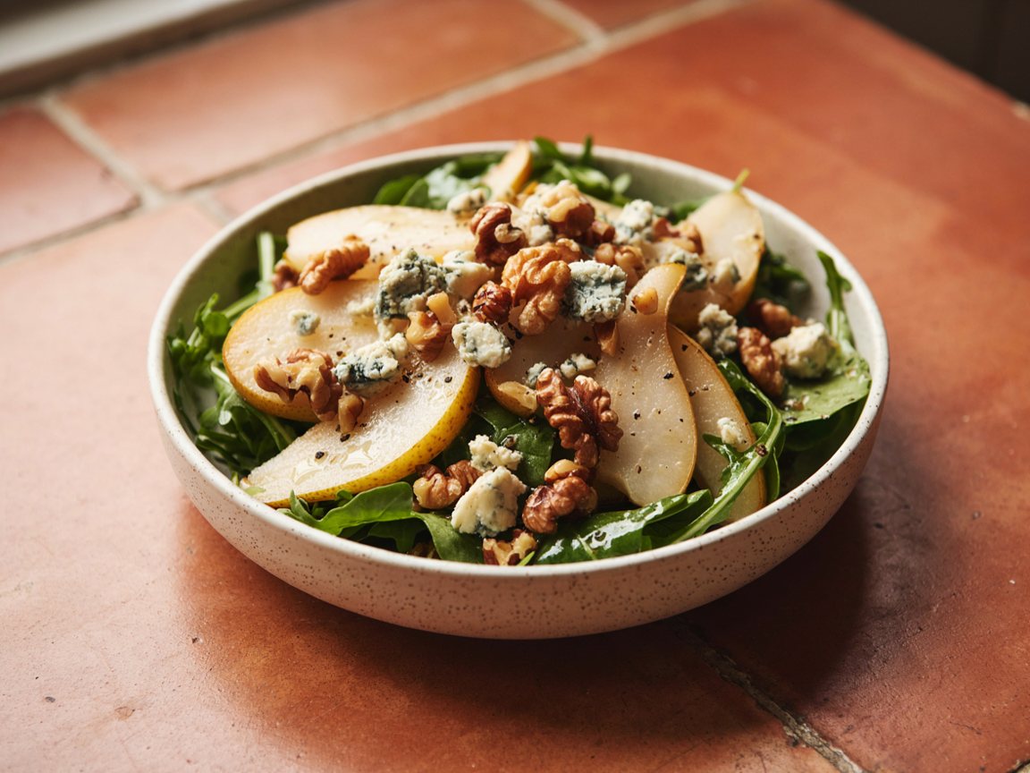Photo of Pear, Blue Cheese and Walnut Salad with Honey Dressing
