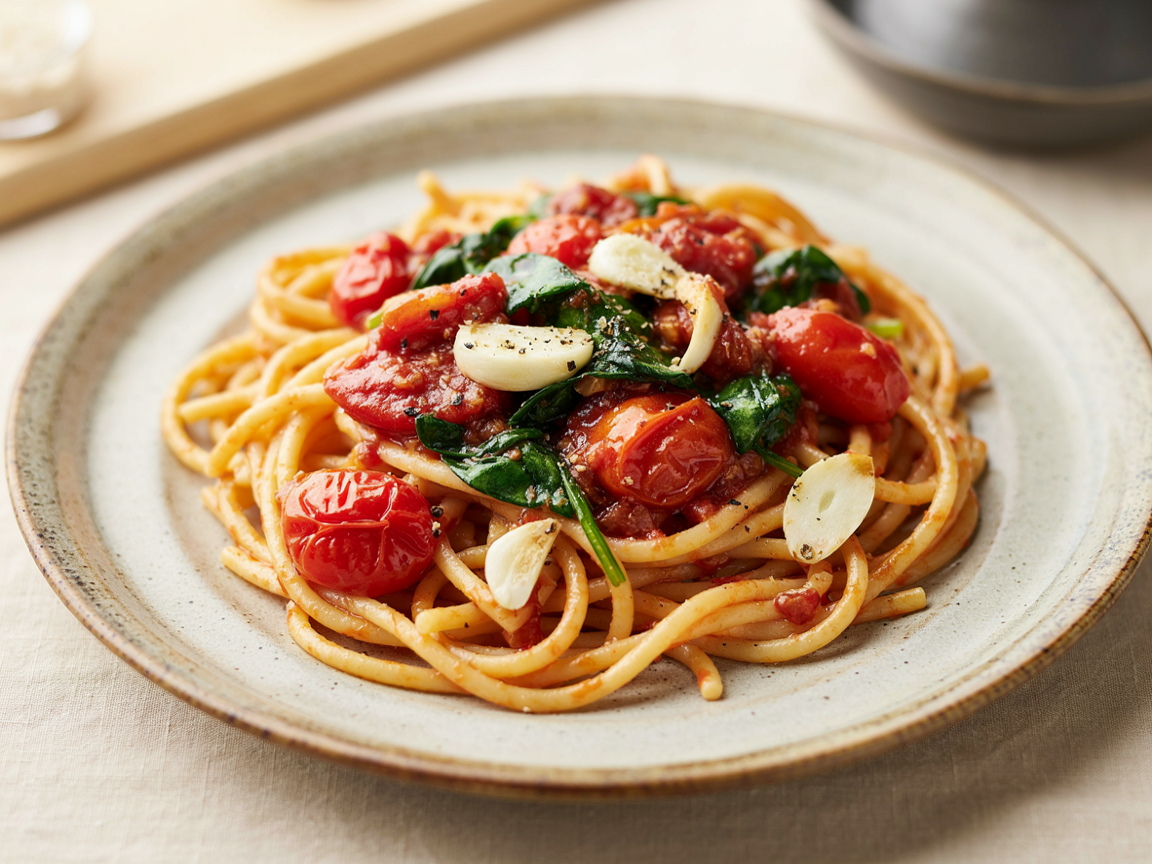 Photo of Pasta with Tomato Spinach Sauce