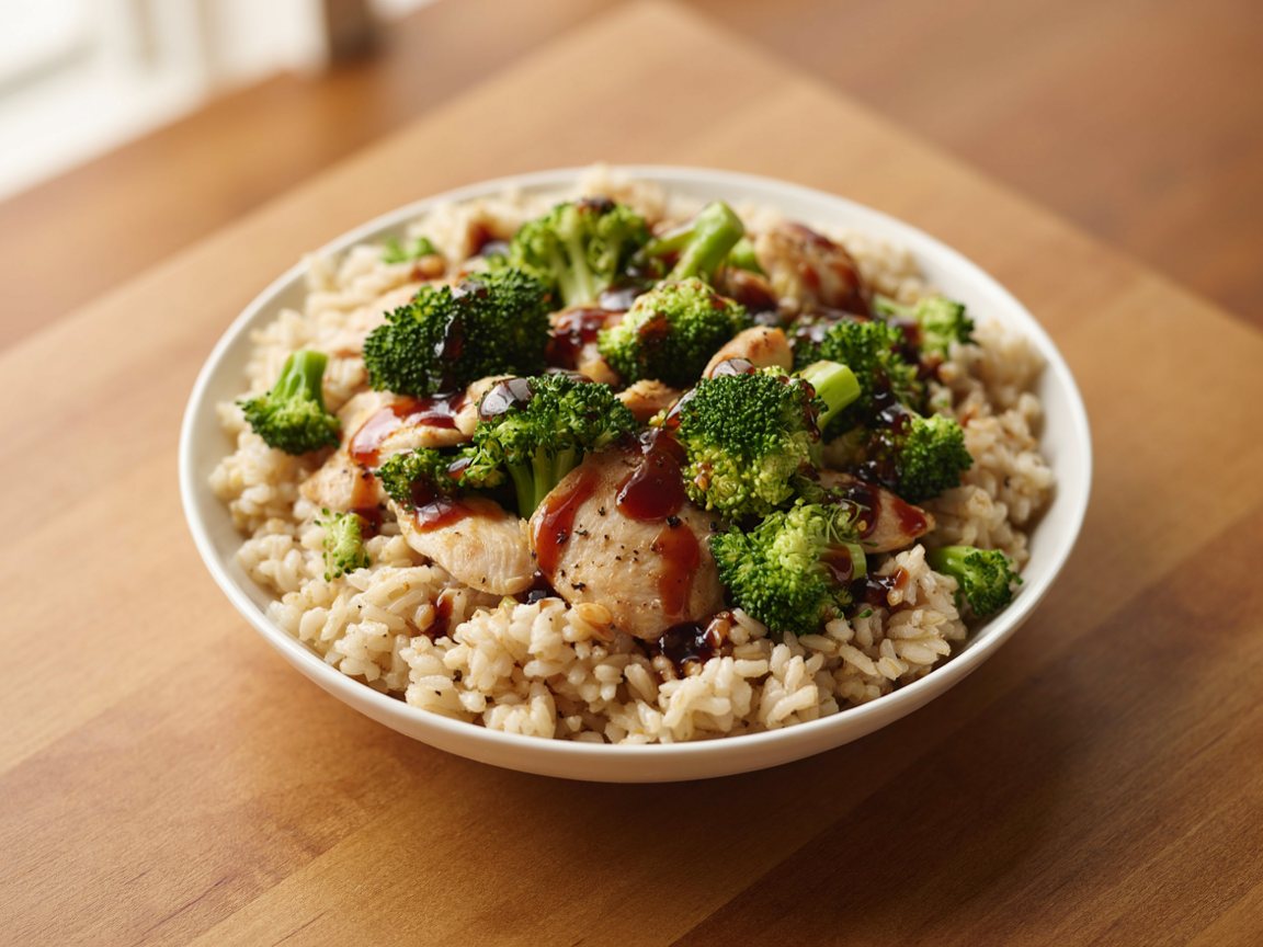 Photo of Microwave Chicken, Rice and Broccoli Bowl
