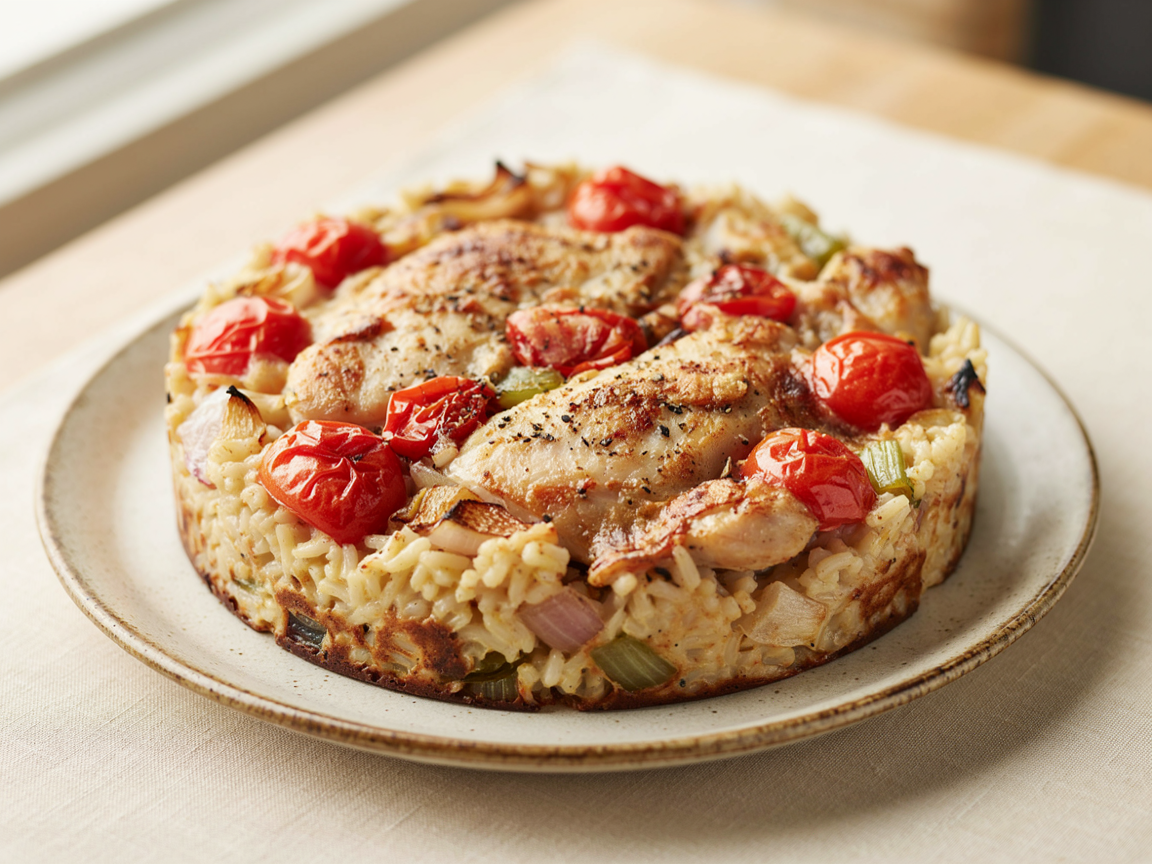 Photo of Chicken and Rice Skillet with Tomatoes