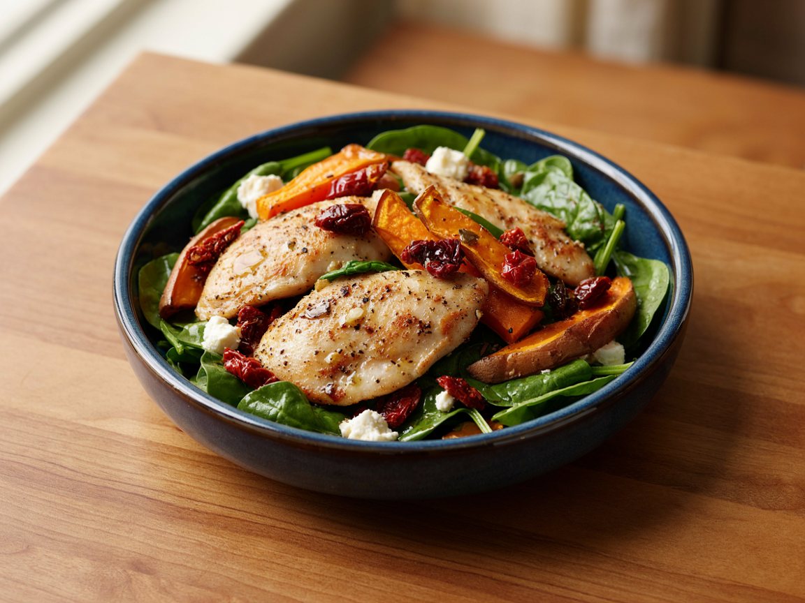 Photo of Roasted Chicken and Sweet Potato Spinach Salad