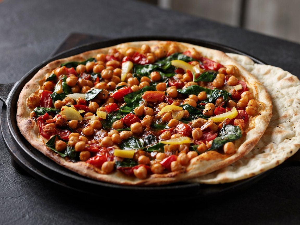 Photo of Spiced Chickpea and Spinach Skillet with Warm Flatbread
