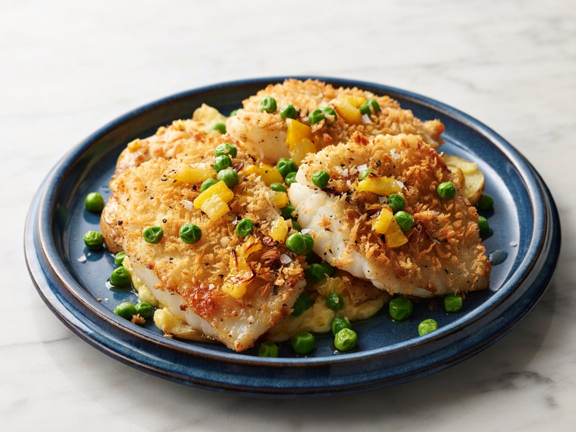 Photo of Crispy Cod with Lemon Panko and Peas