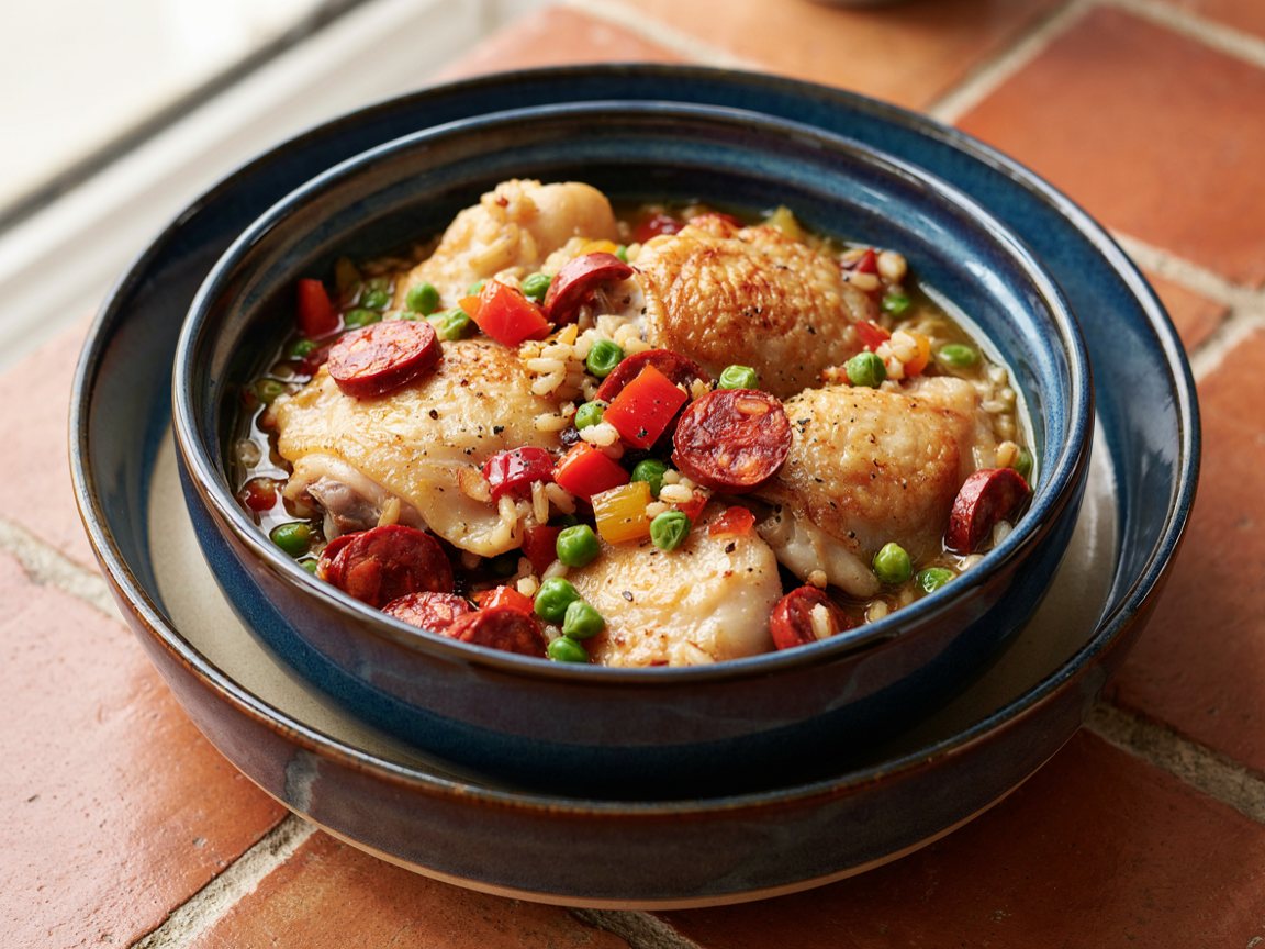 Photo of Smoky Chicken, Chorizo and Rice Soup