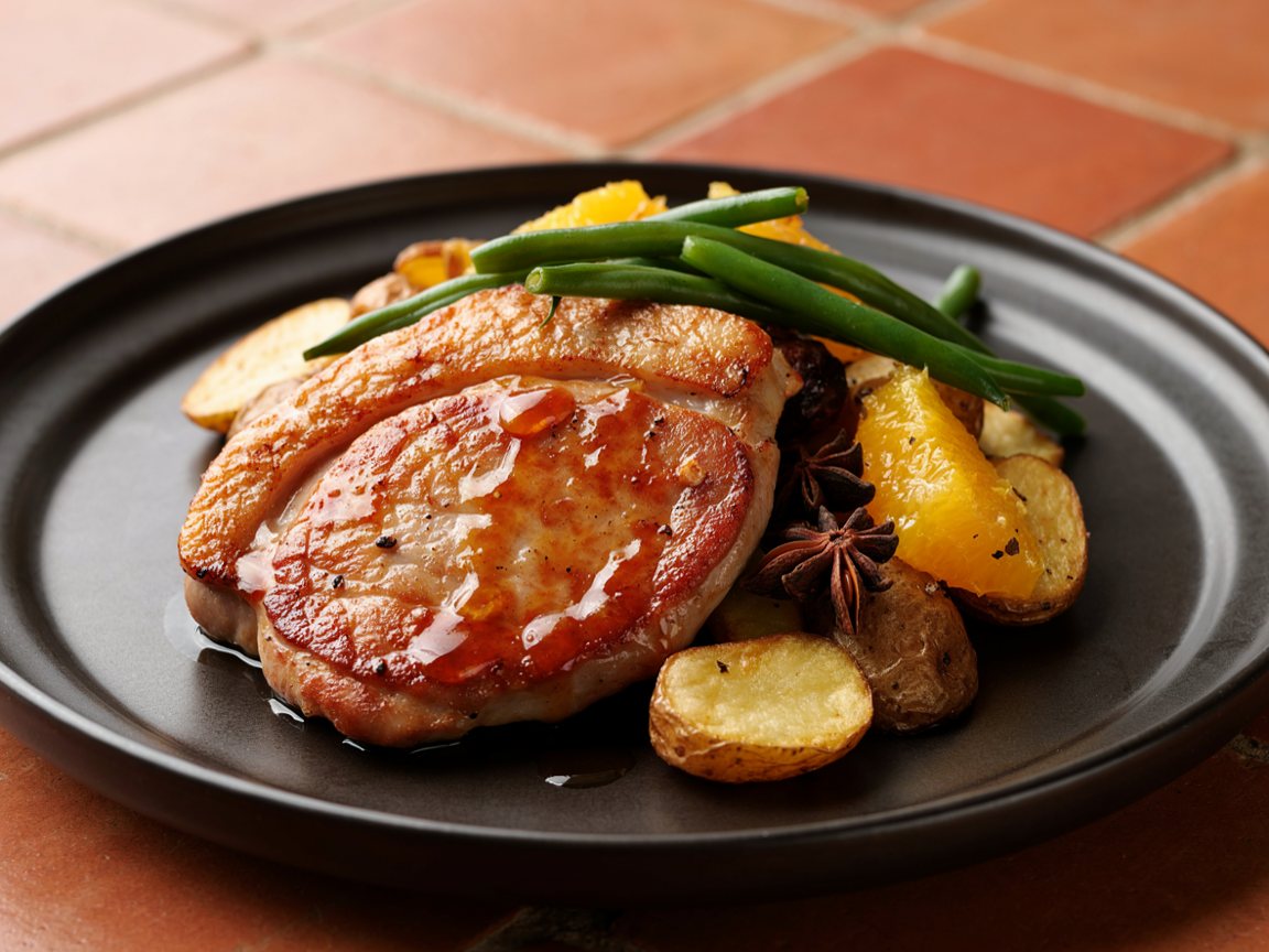 Photo of Honey-Orange Glazed Duck Breast with Crispy Potatoes