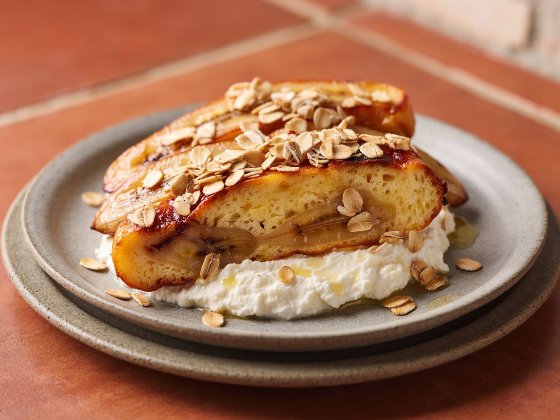 Photo of Pan-Fried Banana with Cottage Cheese and Toasted Oats