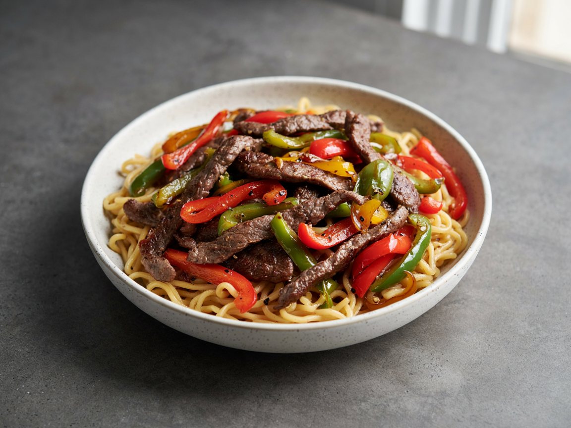 Photo of Soy Beef and Pepper Noodle Bowl