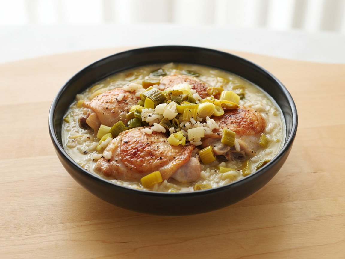 Photo of Creamy Chicken and Leek Soup with Rice