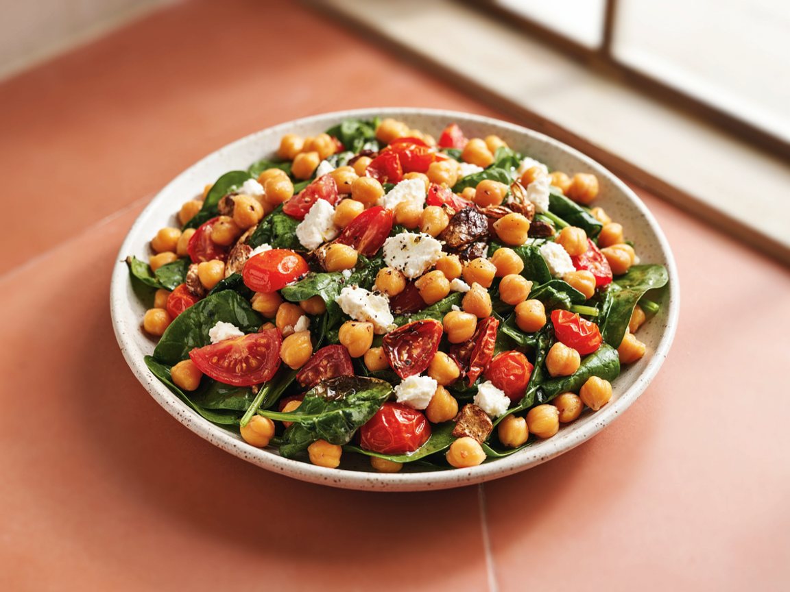 Photo of Warm Chickpea and Spinach Salad with Feta