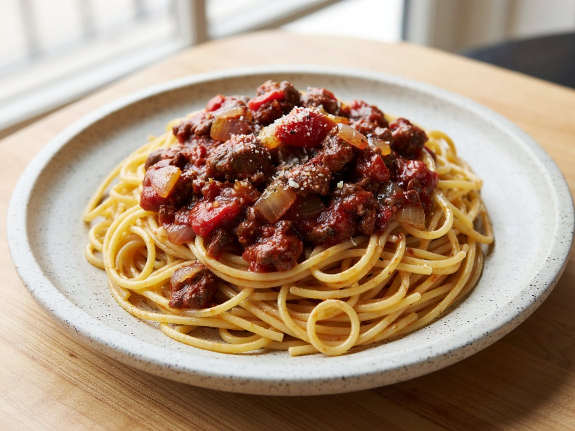 Photo of Spaghetti with Garlic Beef Ragu