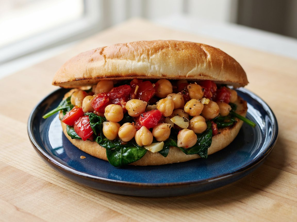 Photo of Cumin Chickpea and Spinach Toast
