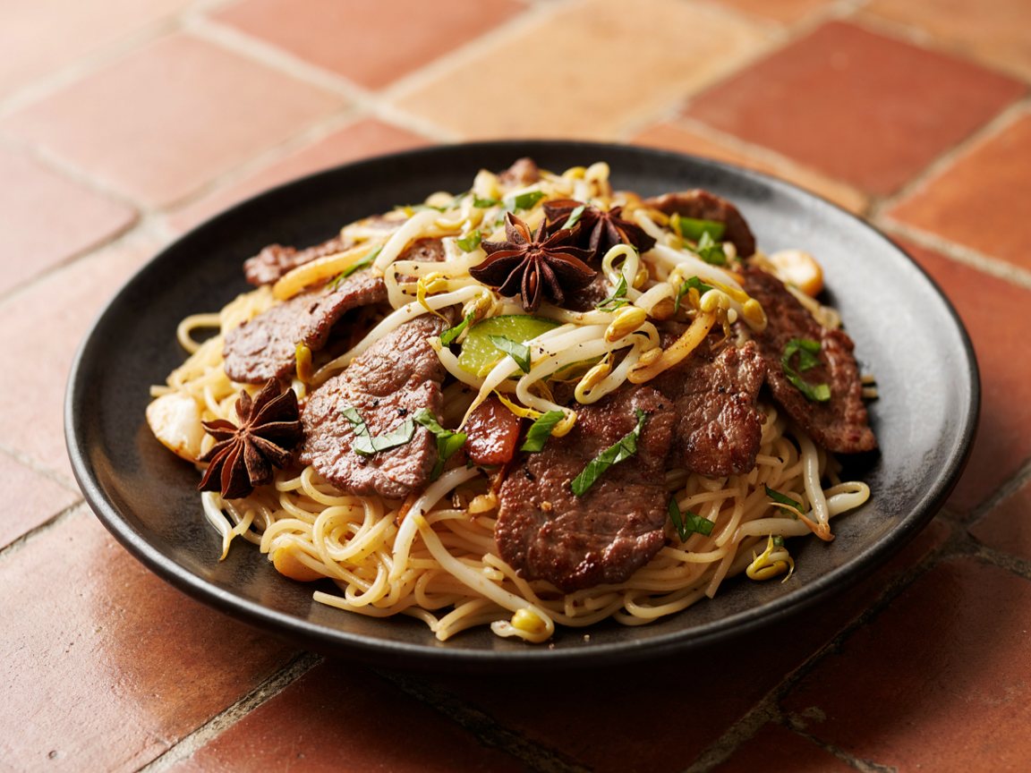 Photo of Beef and Rice Noodle Stir-Fry with Star Anise and Lime