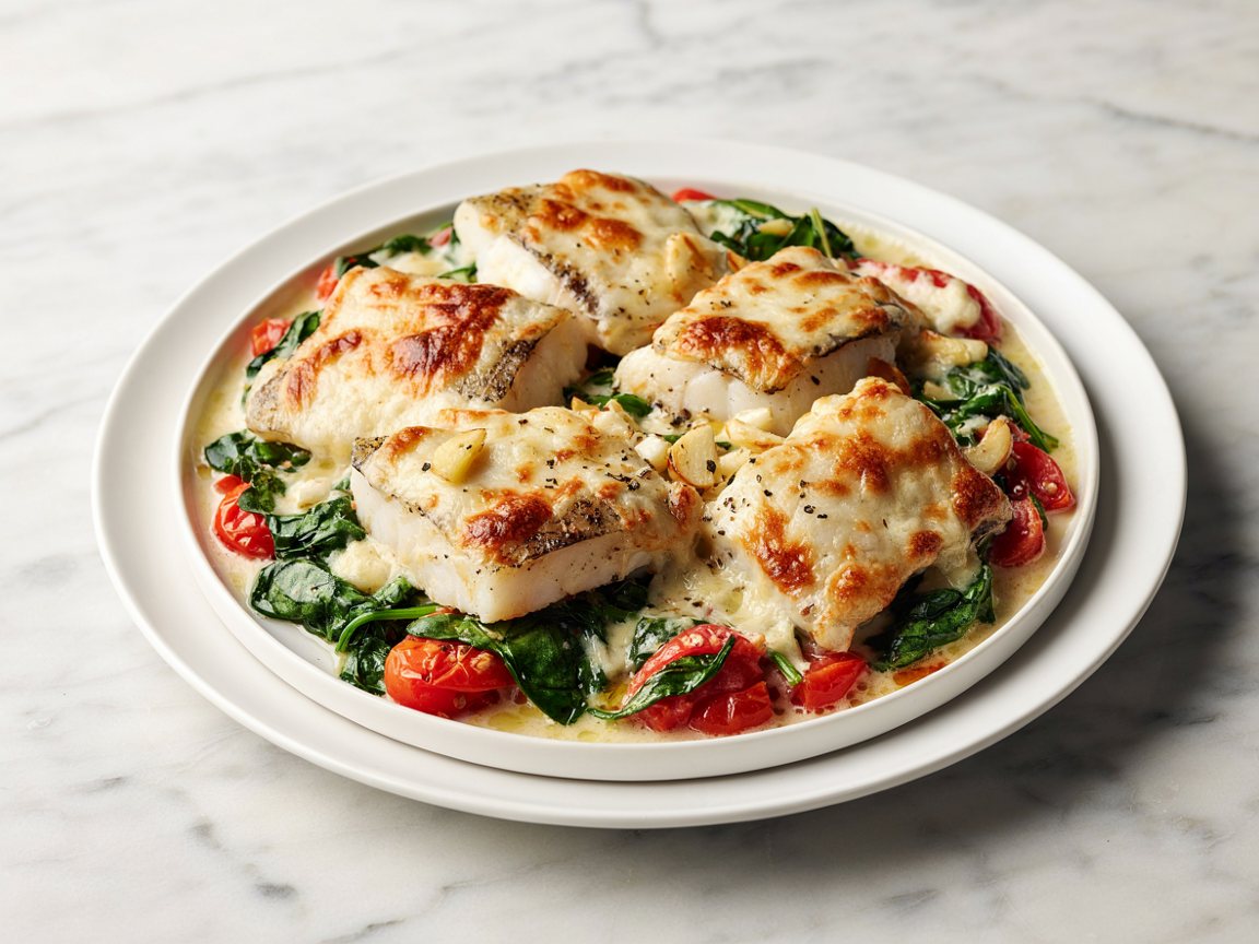 Photo of Creamy Baked Haddock with Spinach and Tomatoes