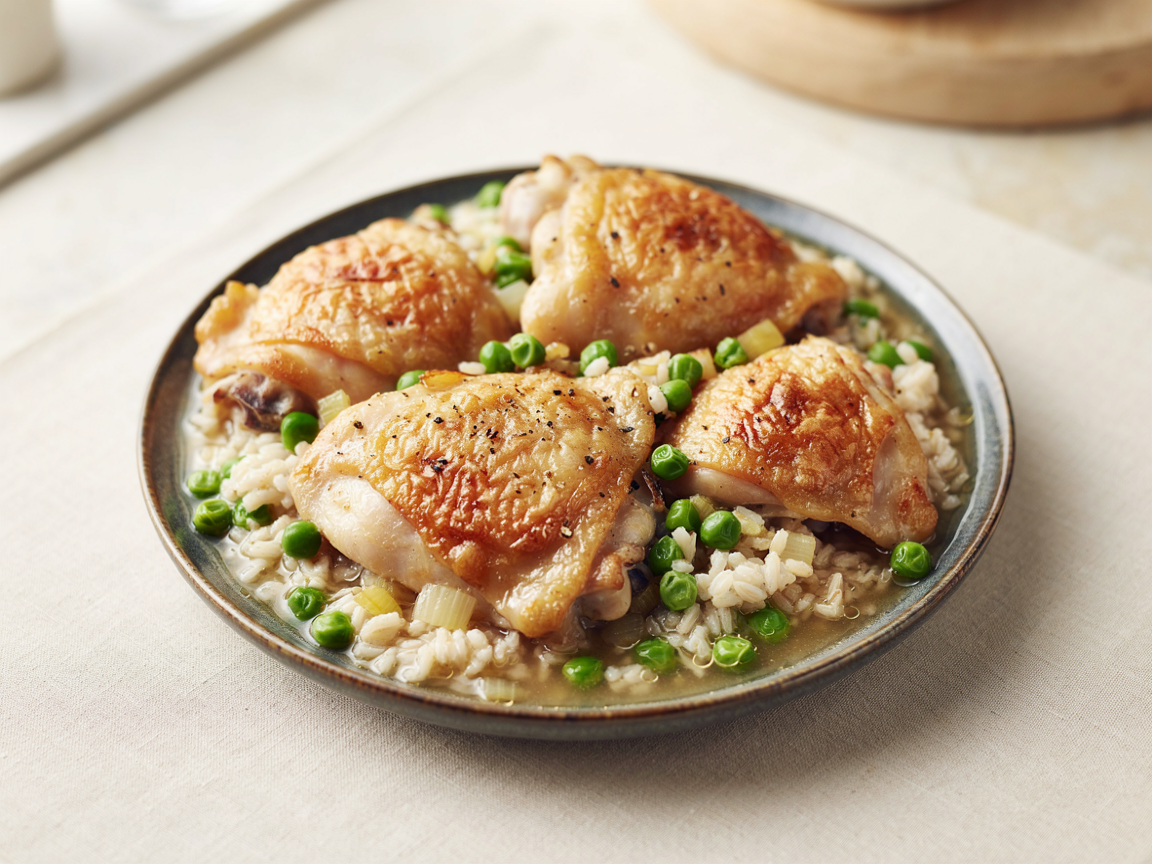 Photo of One-Pan Chicken and Rice with Peas