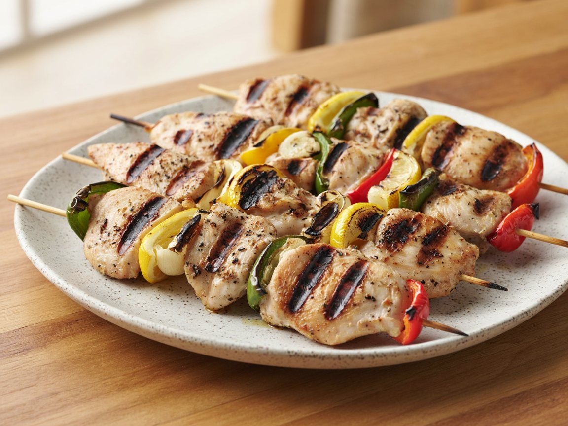 Photo of Grilled Lemon Yogurt Chicken Skewers with Peppers