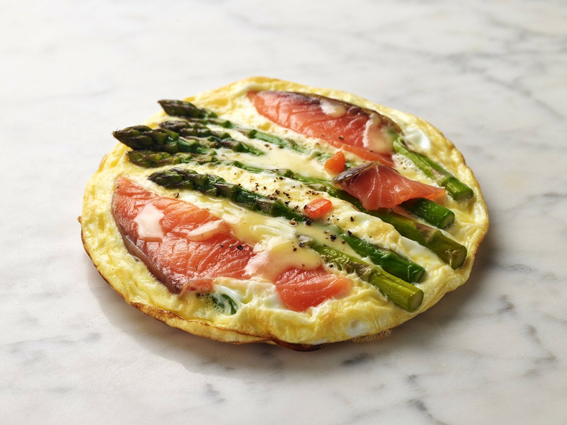Photo of Smoked Salmon and Asparagus Omelette with Lemon Butter Sauce