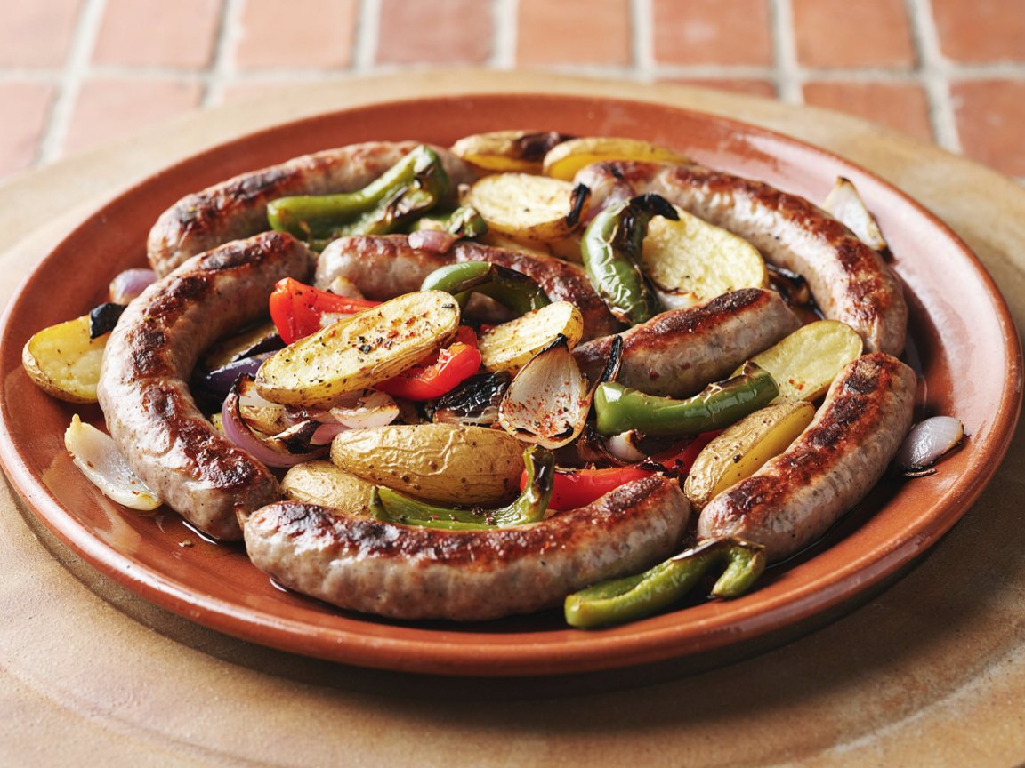Photo of Oven-Broiled Sausage, Pepper and Potato Tray