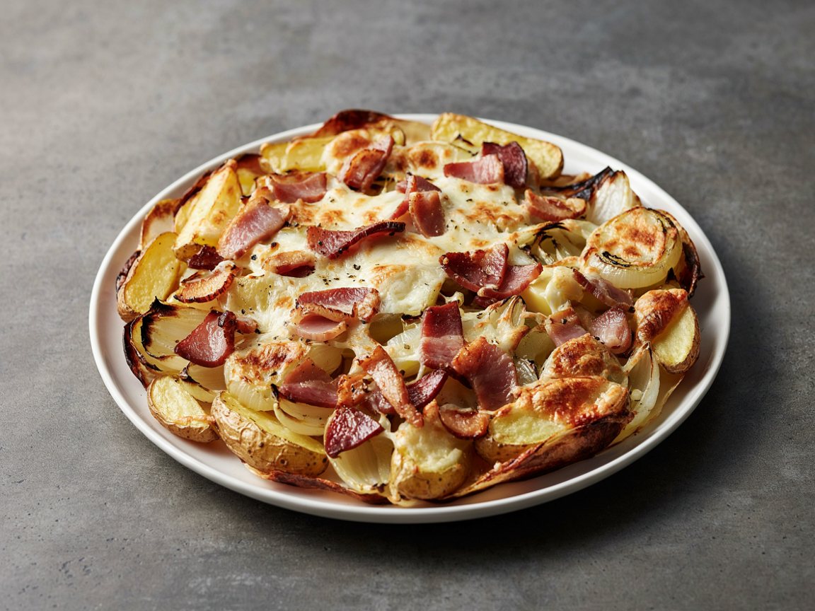 Photo of Roasted Potato, Onion and Bacon Traybake with Reblochon