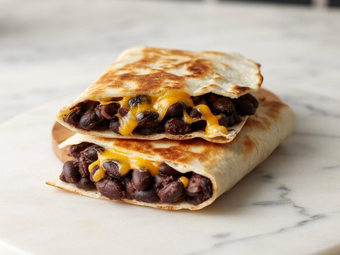 Photo of Black Bean and Cheddar Tortilla Wrap