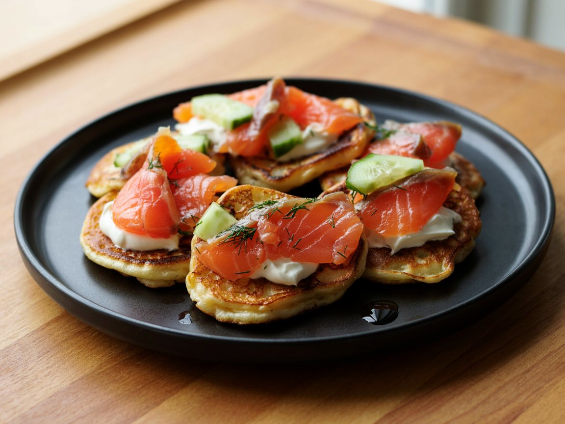 Photo of Smoked Salmon Blinis with Crème Fraîche and Cucumber
