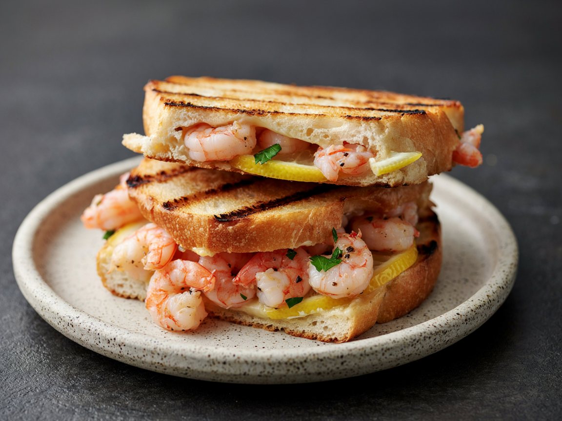 Photo of Garlic Prawn Toast with Lemon and Parsley