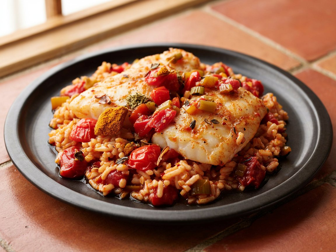 Photo of Cod and Tomato Rice with Toasted Spices